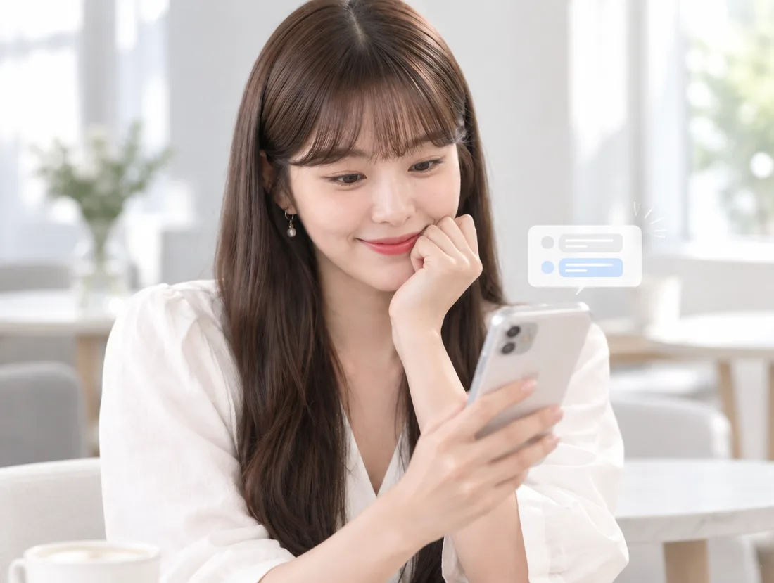 휴대폰으로 견적 답장을 확인하는 고객