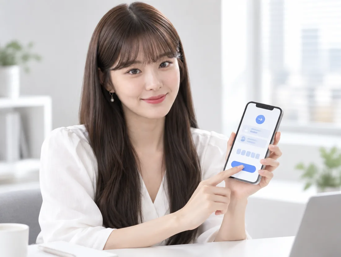 휴대폰으로 계좌이체를 하는 고객